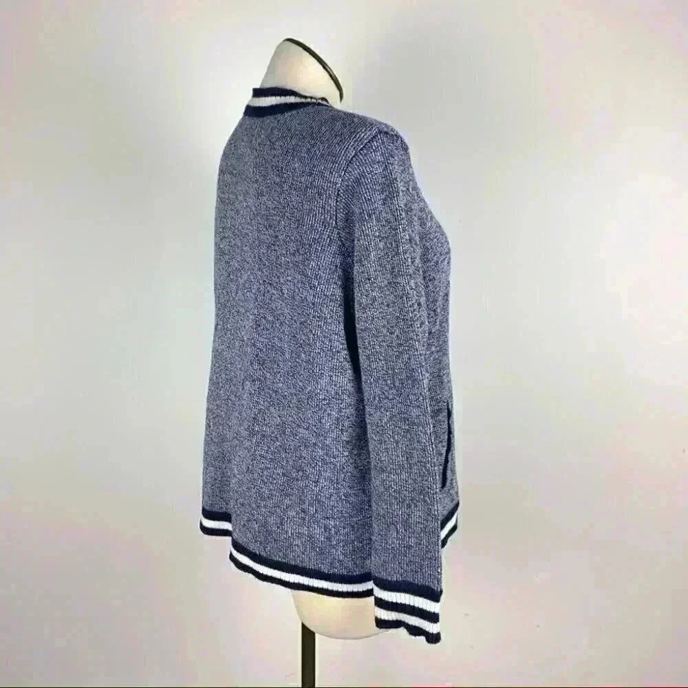 C Wonder Womens sweater size 1X blue white button down grandpa cardigan